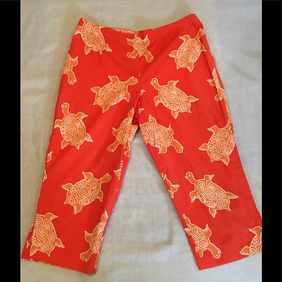 Lilly Pulitzer Pants - Vintage Lily Pulitzer Capri’s Orange Turtles 10